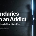 Boundaries with an addict featured image with dark textured background and a cracked-open doorway light.