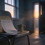 Is detox enough? Dawn-lit chair with recovery plan checklist and folder, symbolizing aftercare after detox.