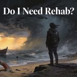 A person questioning "Do I need Rehab" while standing in the storm of addiction.
